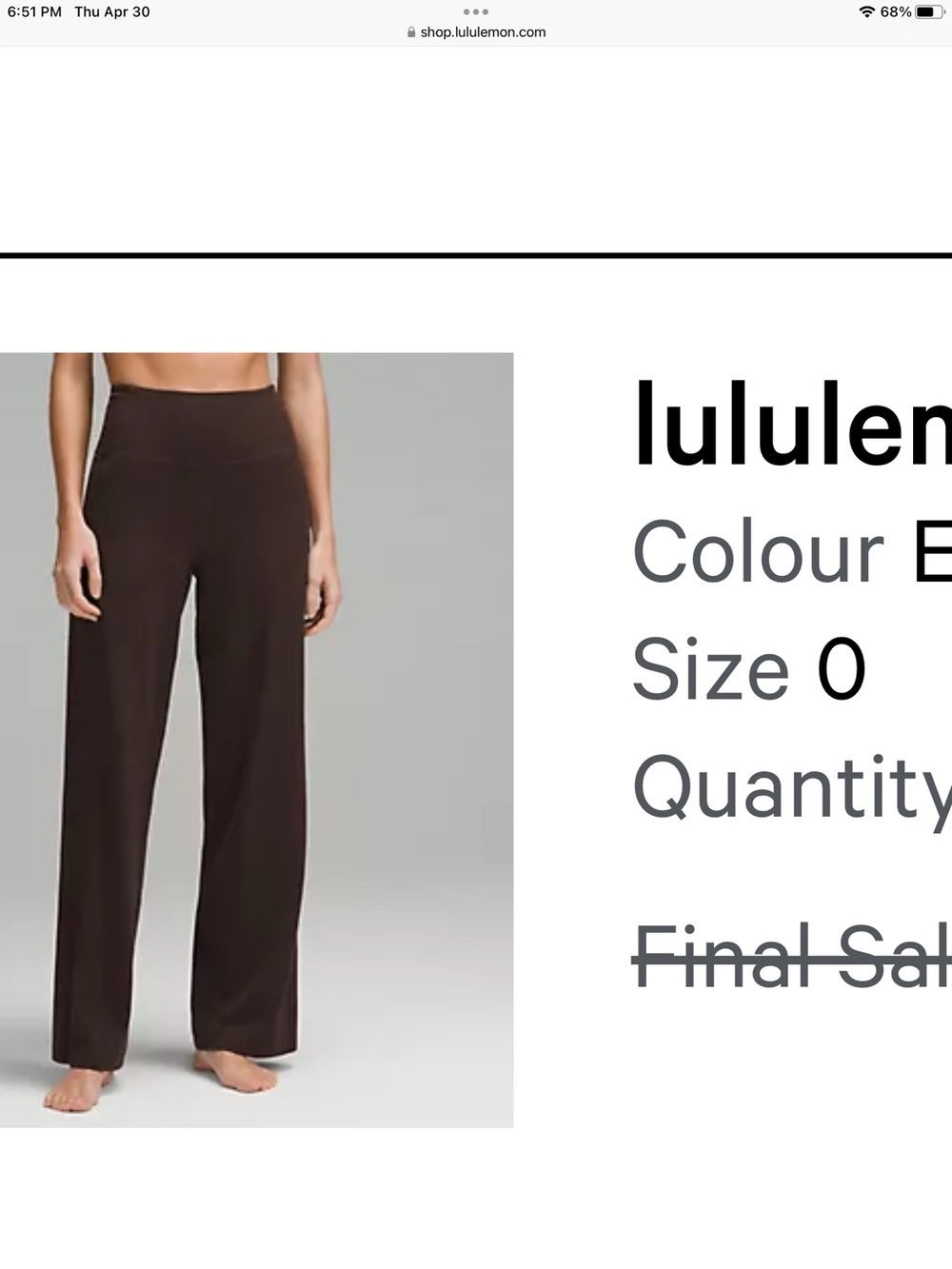 lululemon align high rise Wide-Leg Pants in Espresso size 0 *short NWT